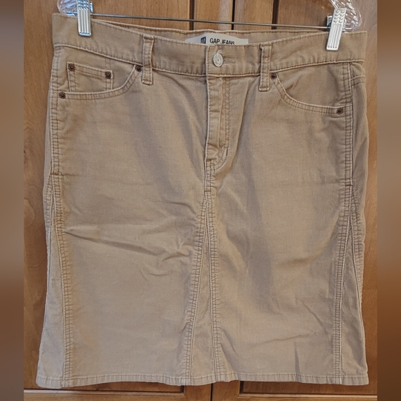 GUC | GAP Vintage Tan Corduroy Midi A-Line Skirt - Picture 1 of 7